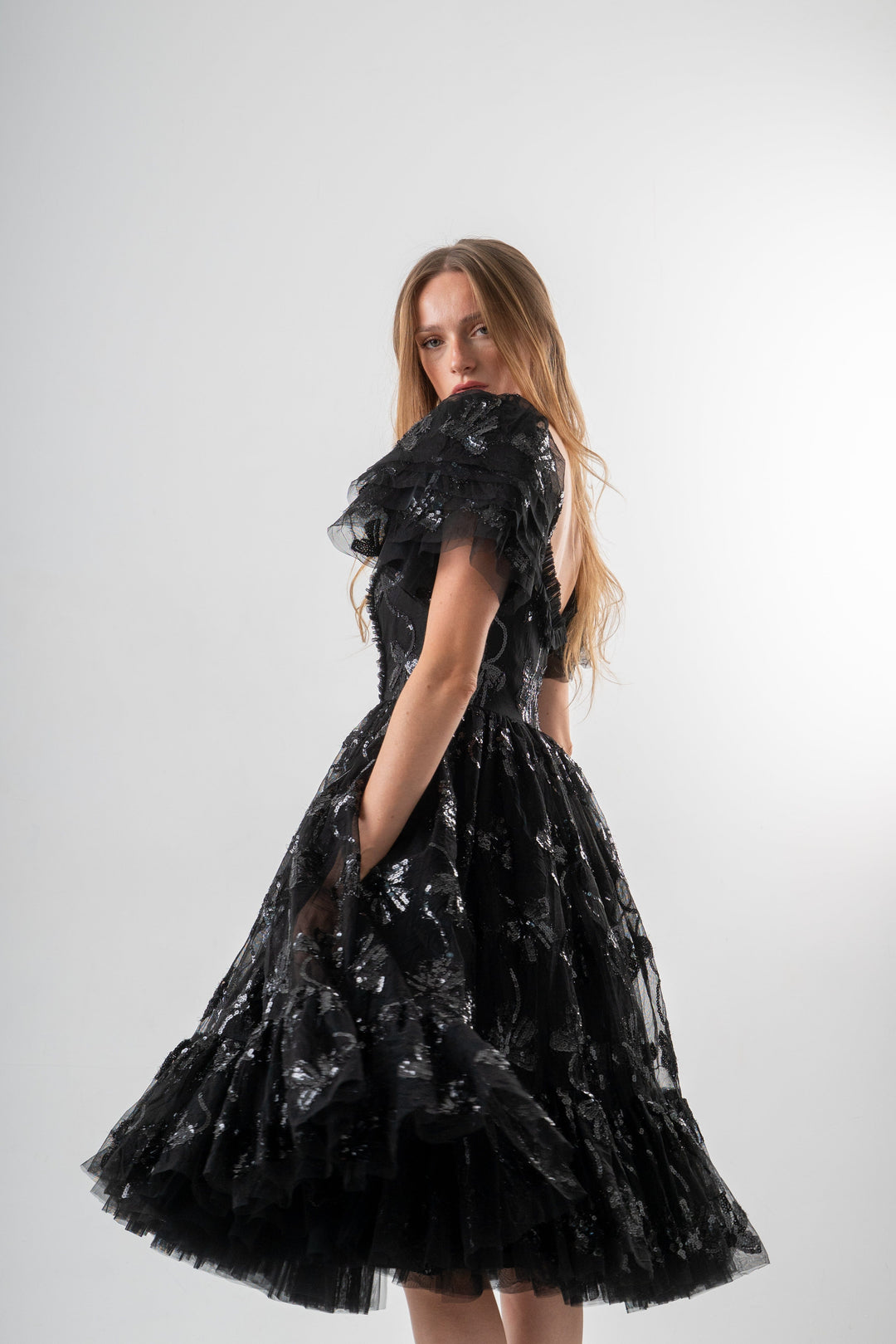 Bow Angel Sequin Dress - Black - Fairy Tong