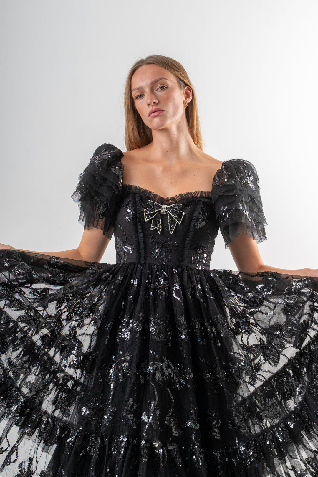 Bow Angel Sequin Dress - Black - Fairy Tong