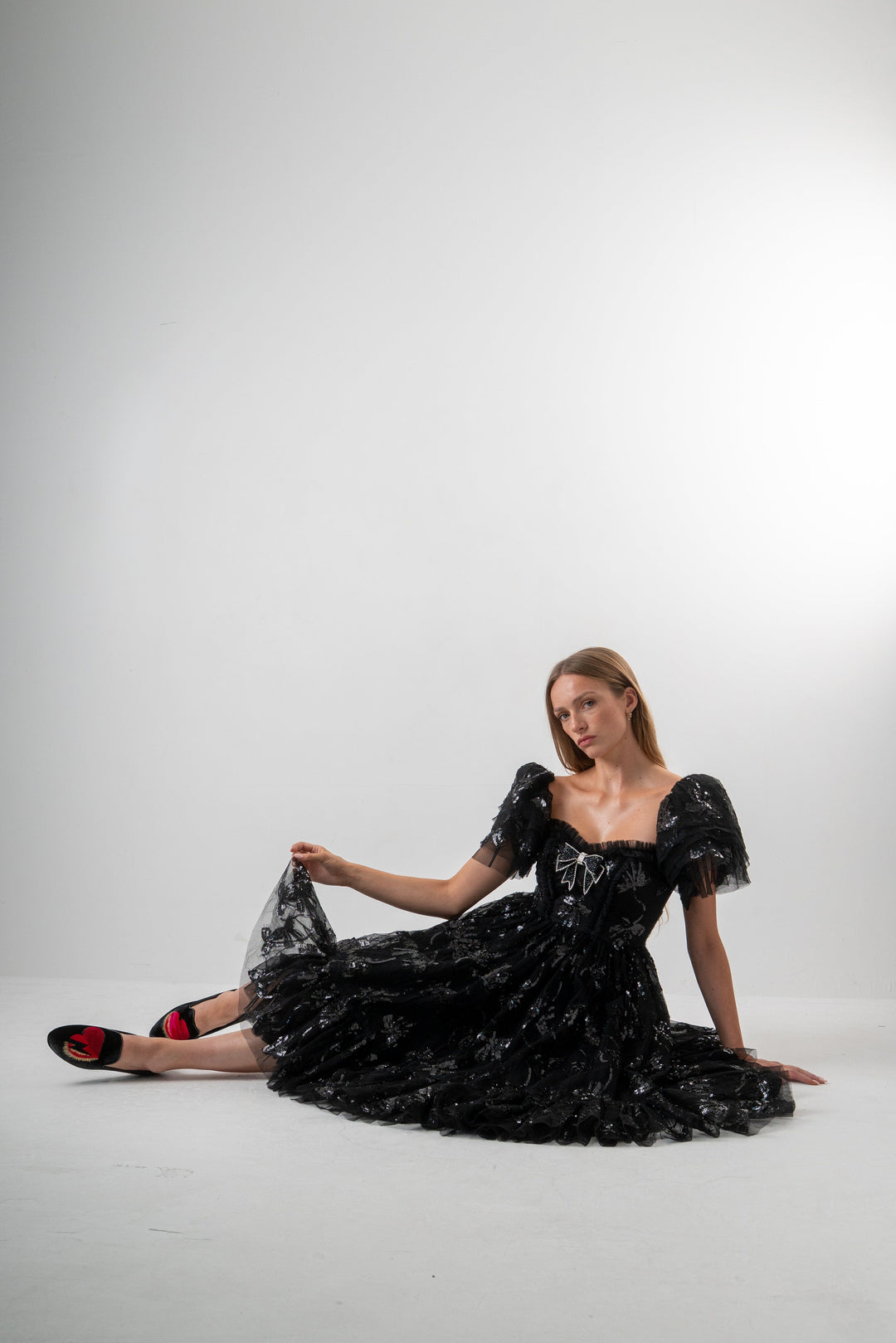 Bow Angel Sequin Dress - Black - Fairy Tong