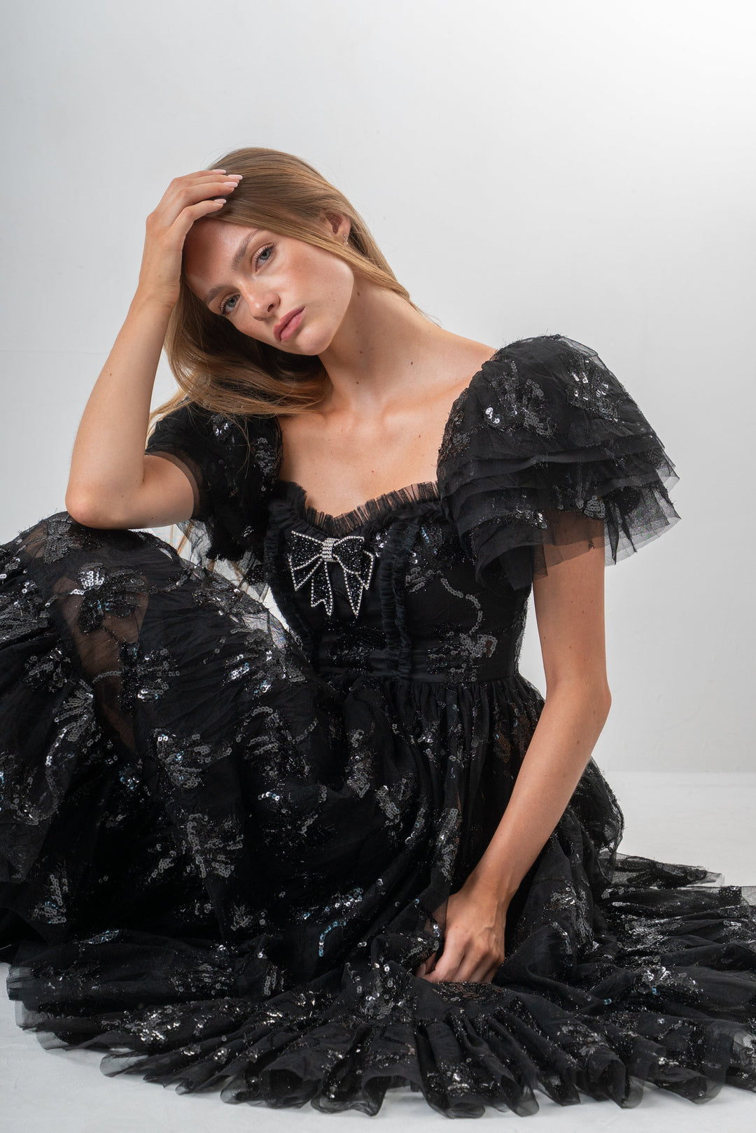 Bow Angel Sequin Dress - Black - Fairy Tong