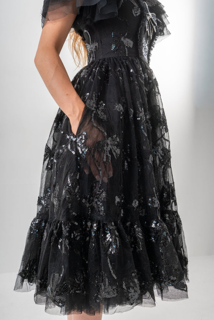 Bow Angel Sequin Dress - Black - Fairy Tong