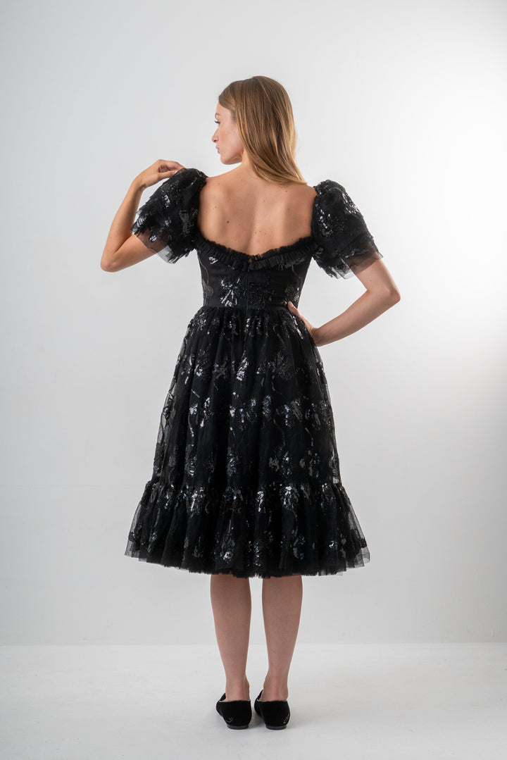 Bow Angel Sequin Dress - Black - Fairy Tong