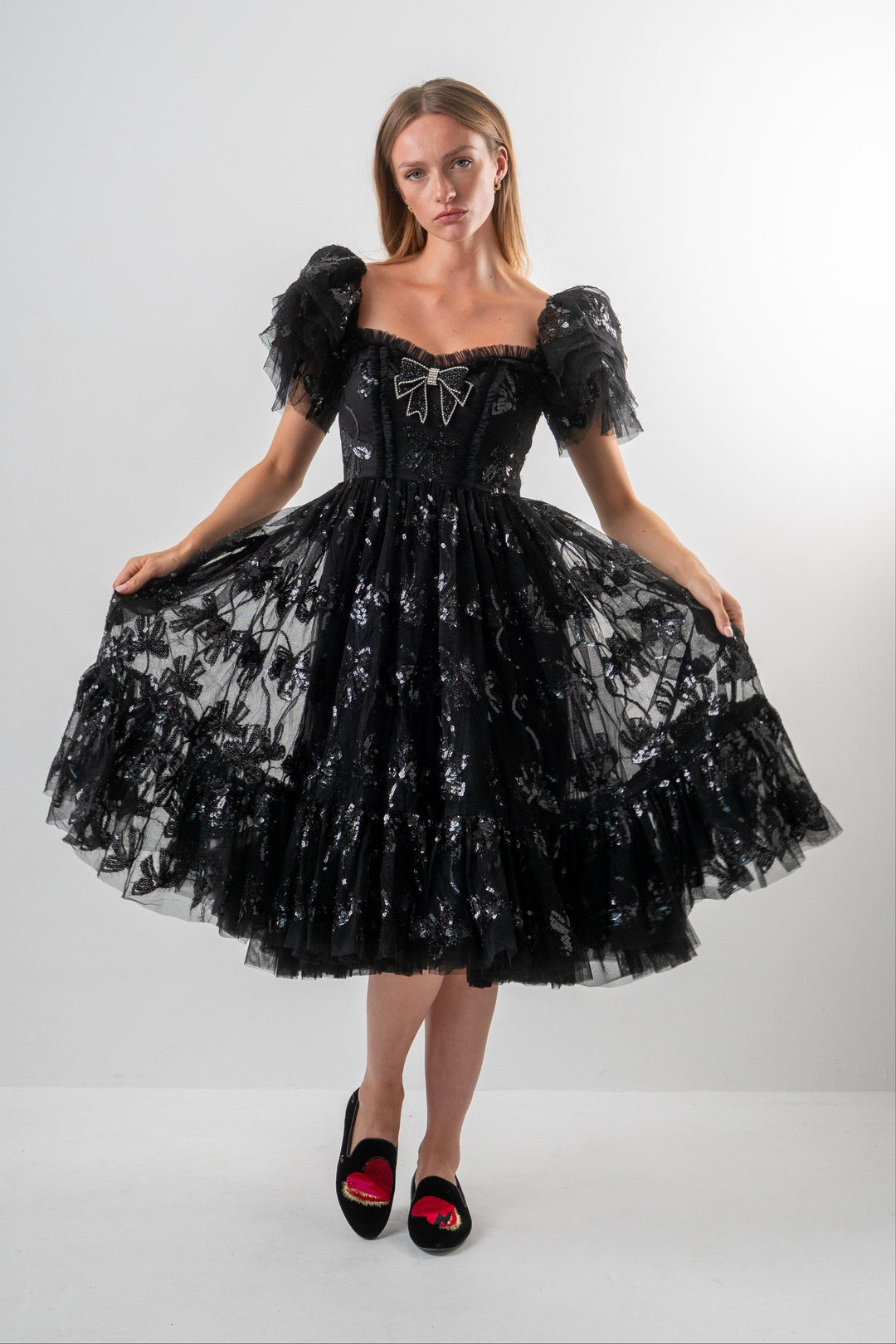 Bow Angel Sequin Dress - Black - Fairy Tong