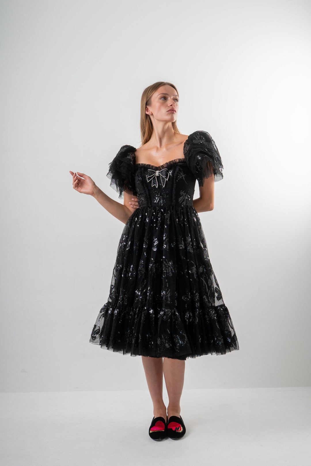 Bow Angel Sequin Dress - Black - Fairy Tong