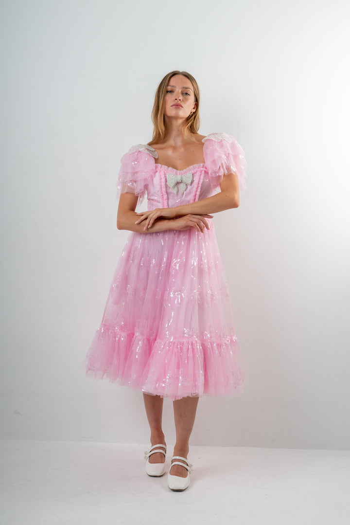 Bow Angel Sequin Dress - Pink - Fairy Tong