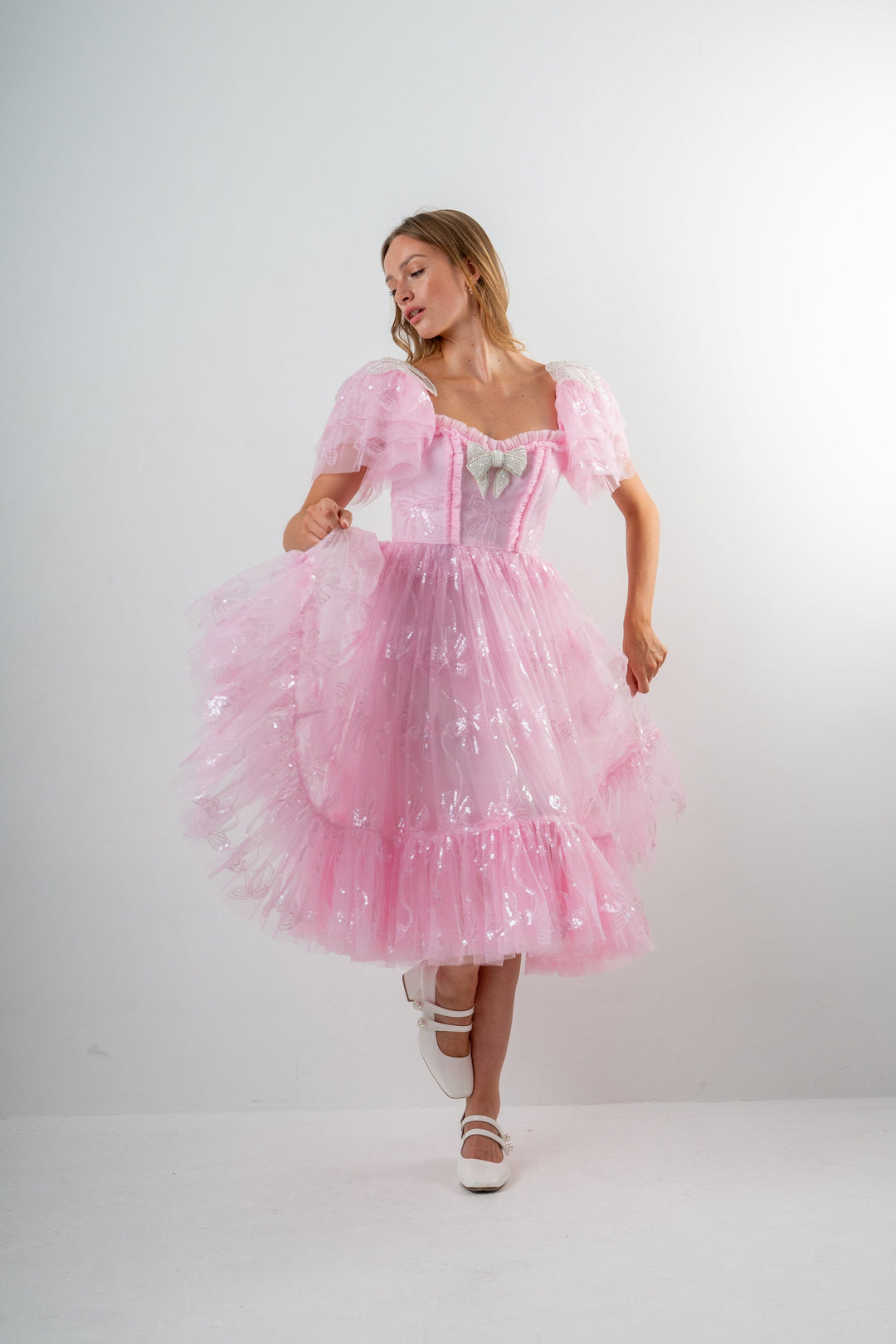 Bow Angel Sequin Dress - Pink - Fairy Tong