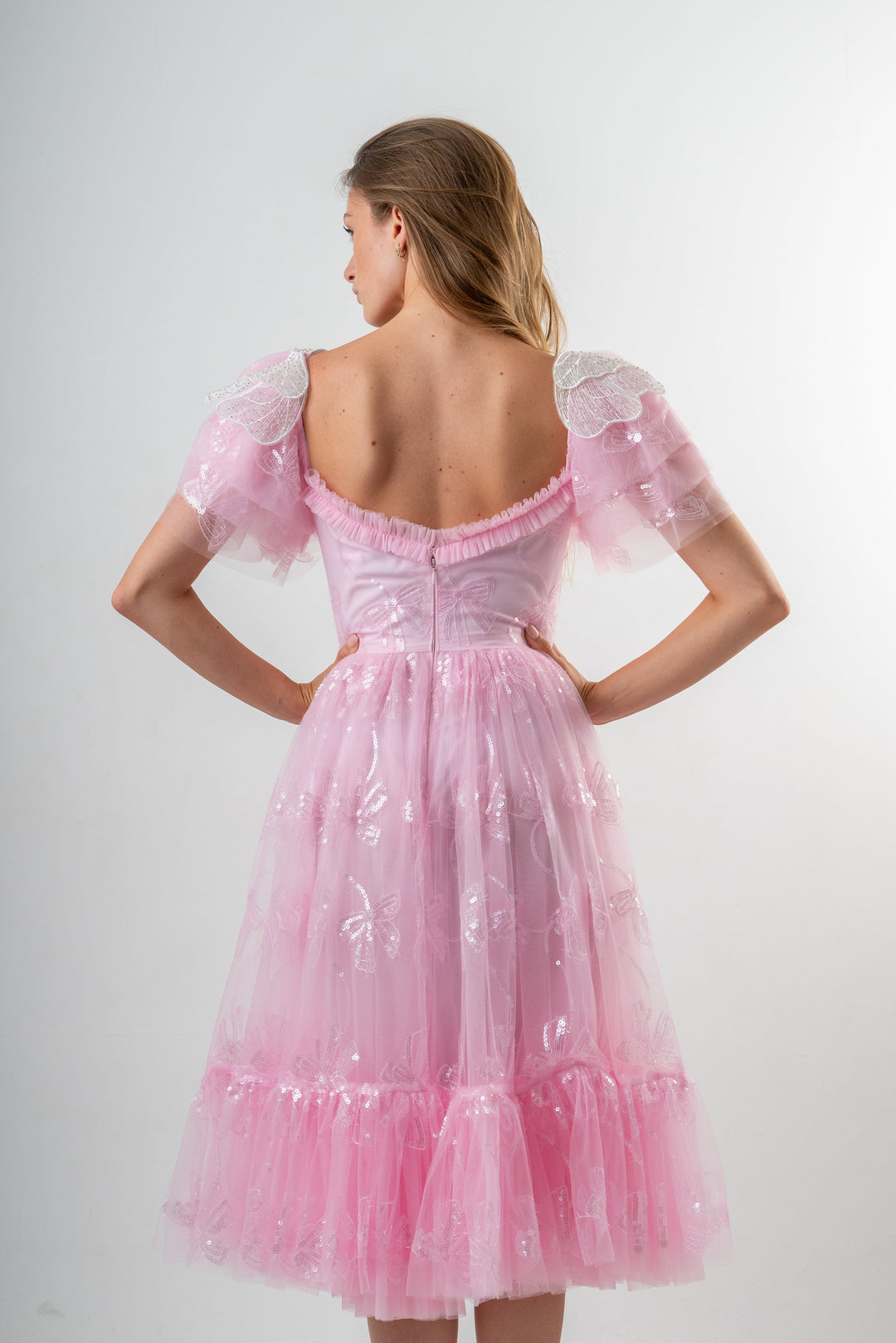 pink sequin bow dress Pink Sequin Mermaid Prom Dress One Shoulder Bow Crystal Beading