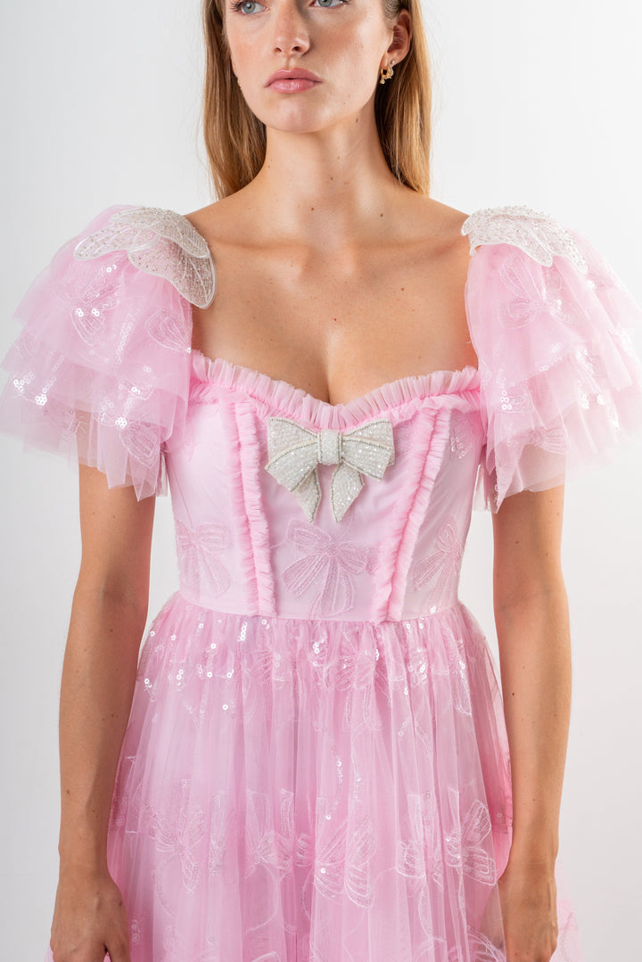 Bow Angel Sequin Dress - Pink - Fairy Tong