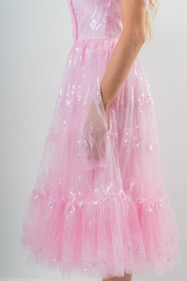 Bow Angel Sequin Dress - Pink - Fairy Tong