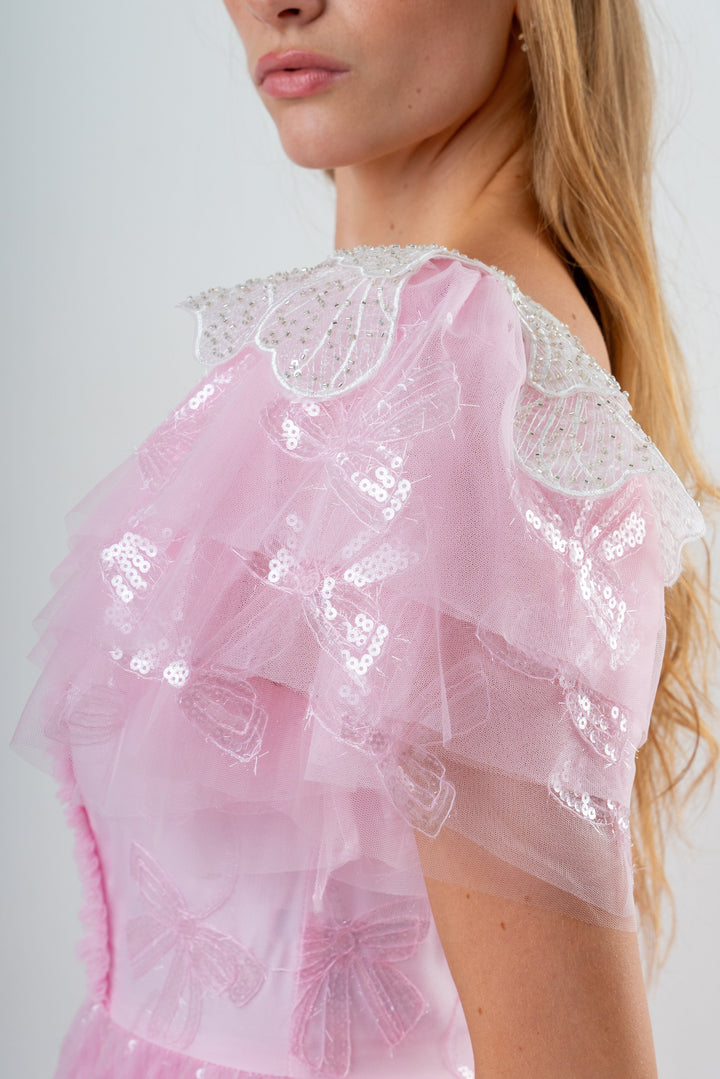 Bow Angel Sequin Dress - Pink - Fairy Tong