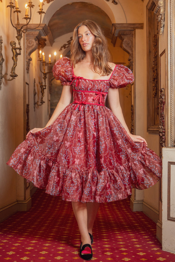 Rococo Melody Midi Dress - Wine