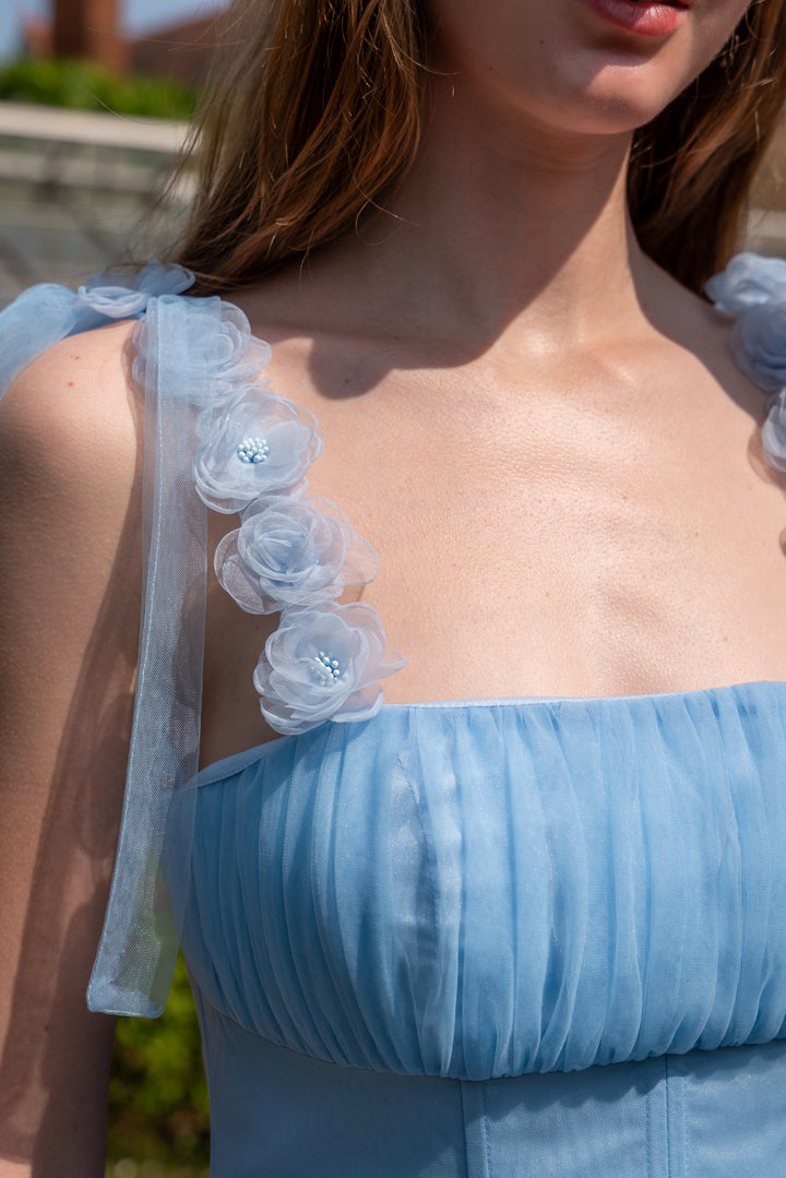 Blossom Belle Tulle Midi Dress - Blue