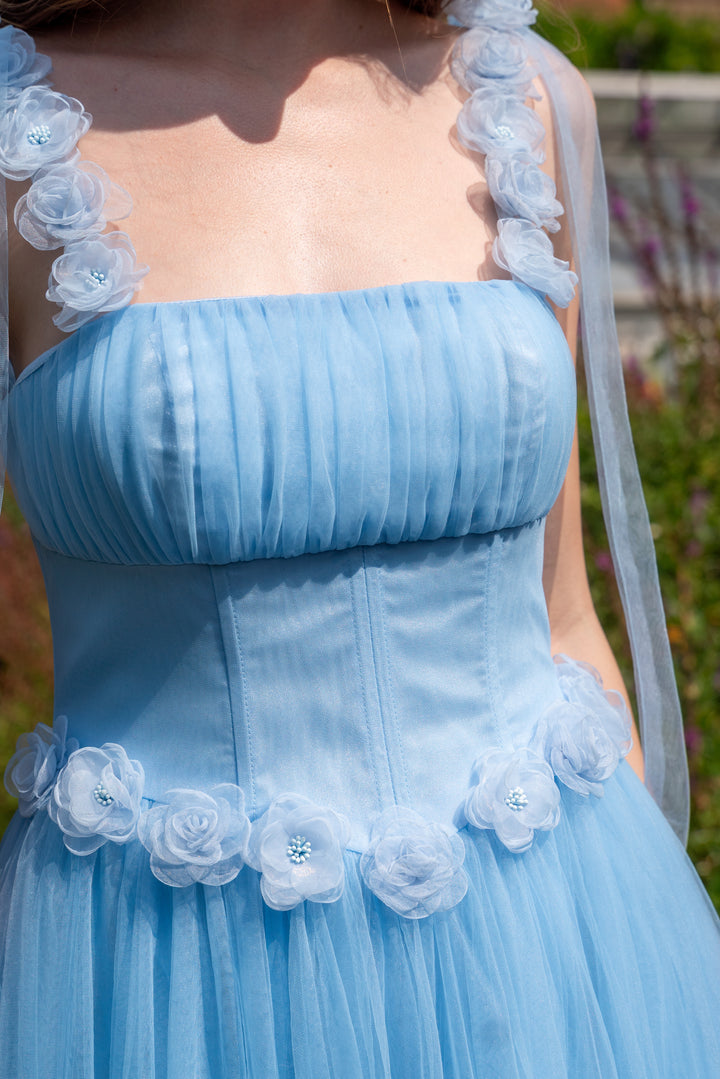 Blossom Belle Tulle Midi Dress - Blue