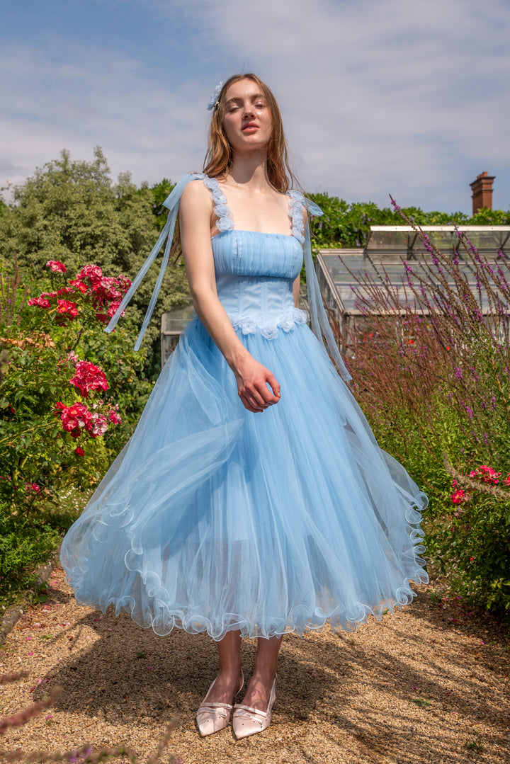 Blossom Belle Tulle Midi Dress - Blue