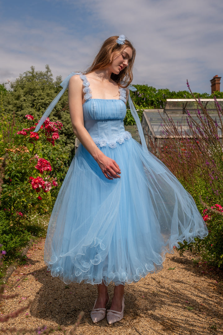 Blossom Belle Tulle Midi Dress - Blue