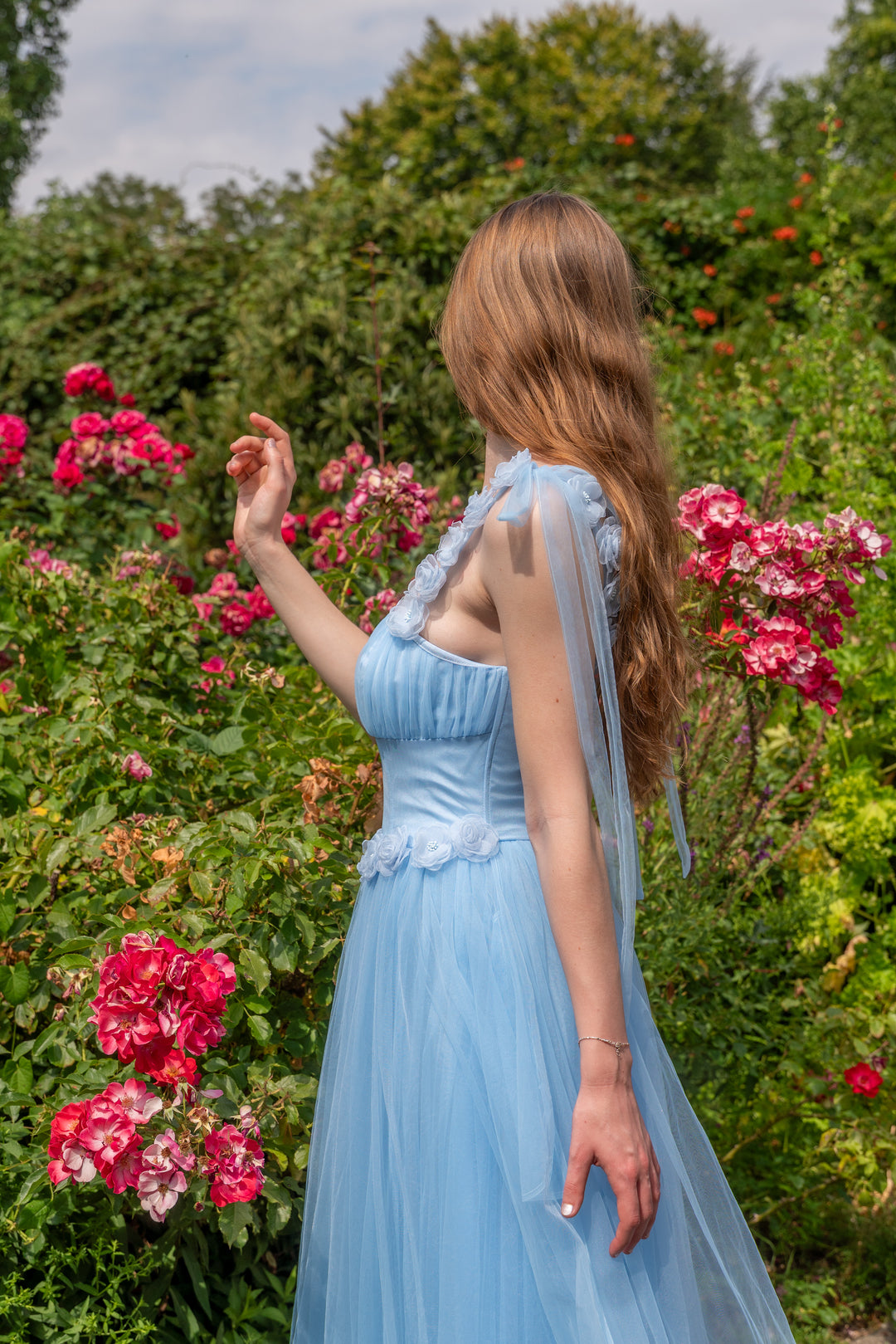 Blossom Belle Tulle Midi Dress - Blue