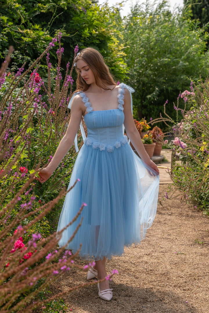 Blossom Belle Tulle Midi Dress - Blue