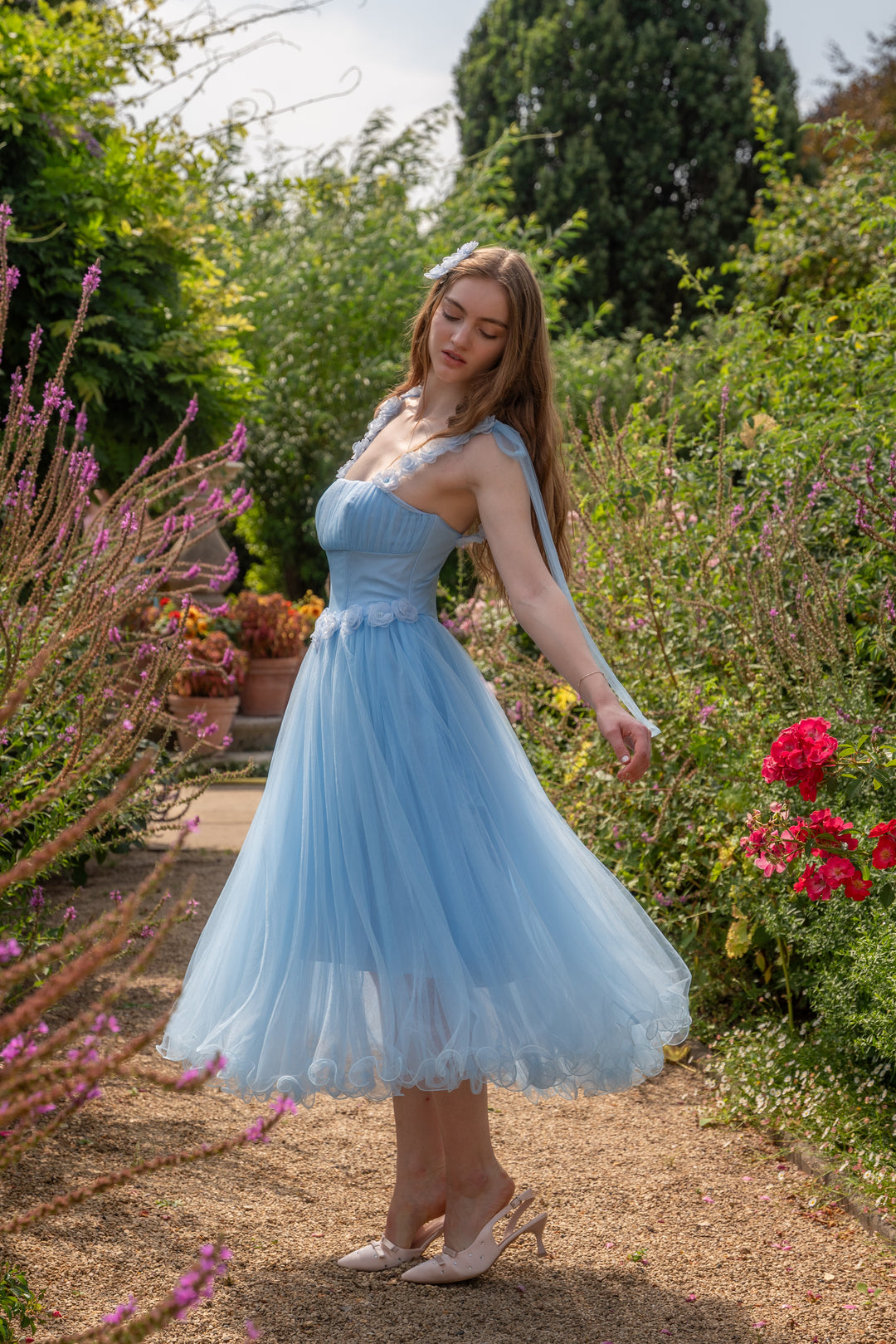 Blossom Belle Tulle Midi Dress - Blue