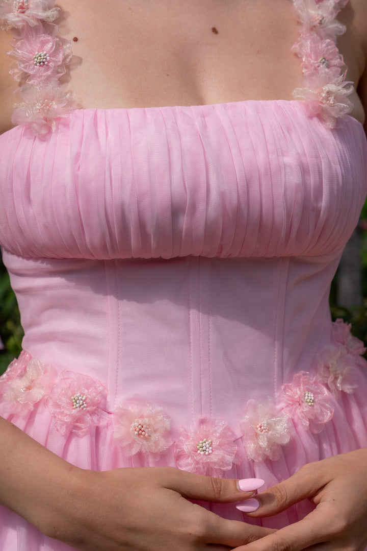 Blossom Belle Tulle Midi Dress - Pink