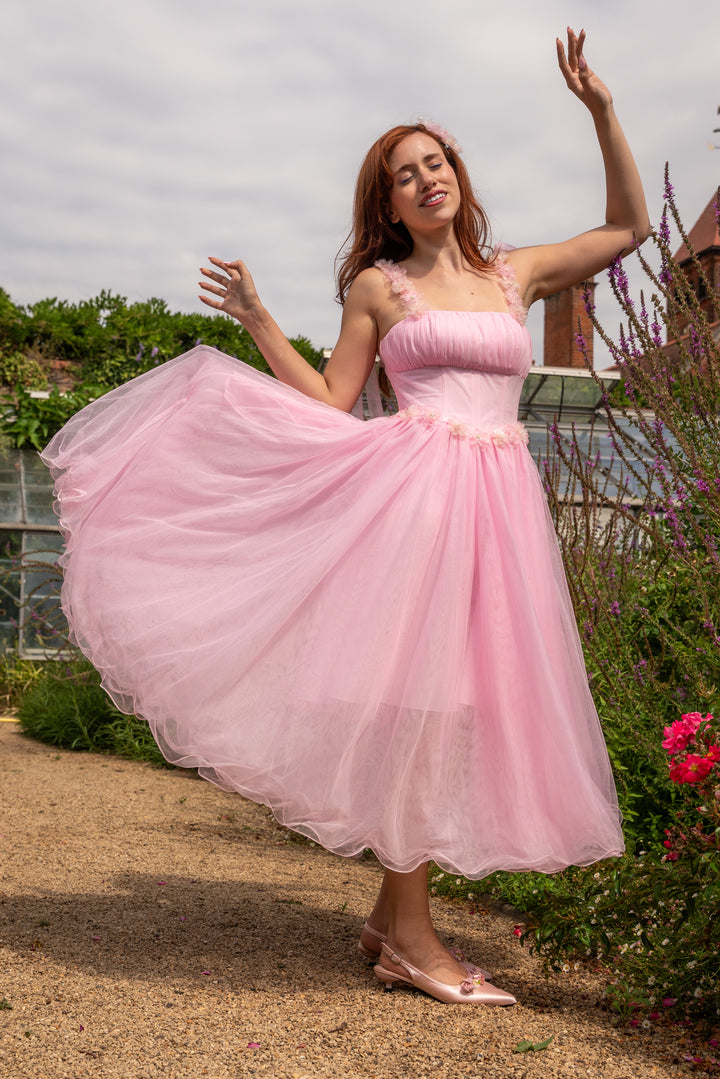 Blossom Belle Tulle Midi Dress - Pink