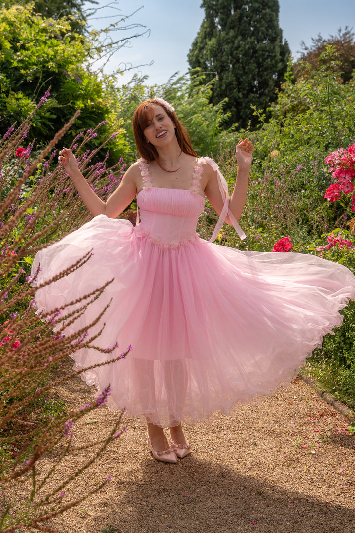 Blossom Belle Tulle Midi Dress - Pink