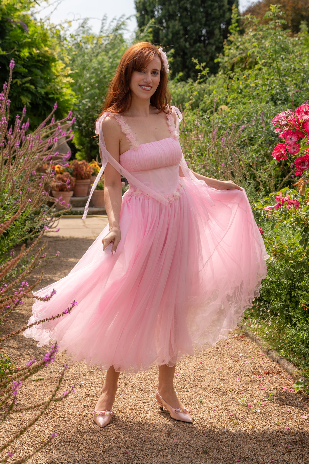 Blossom Belle Tulle Midi Dress - Pink