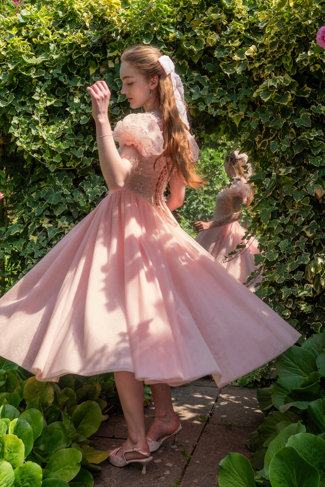 Sakura Ballerina Lace Midi Dress