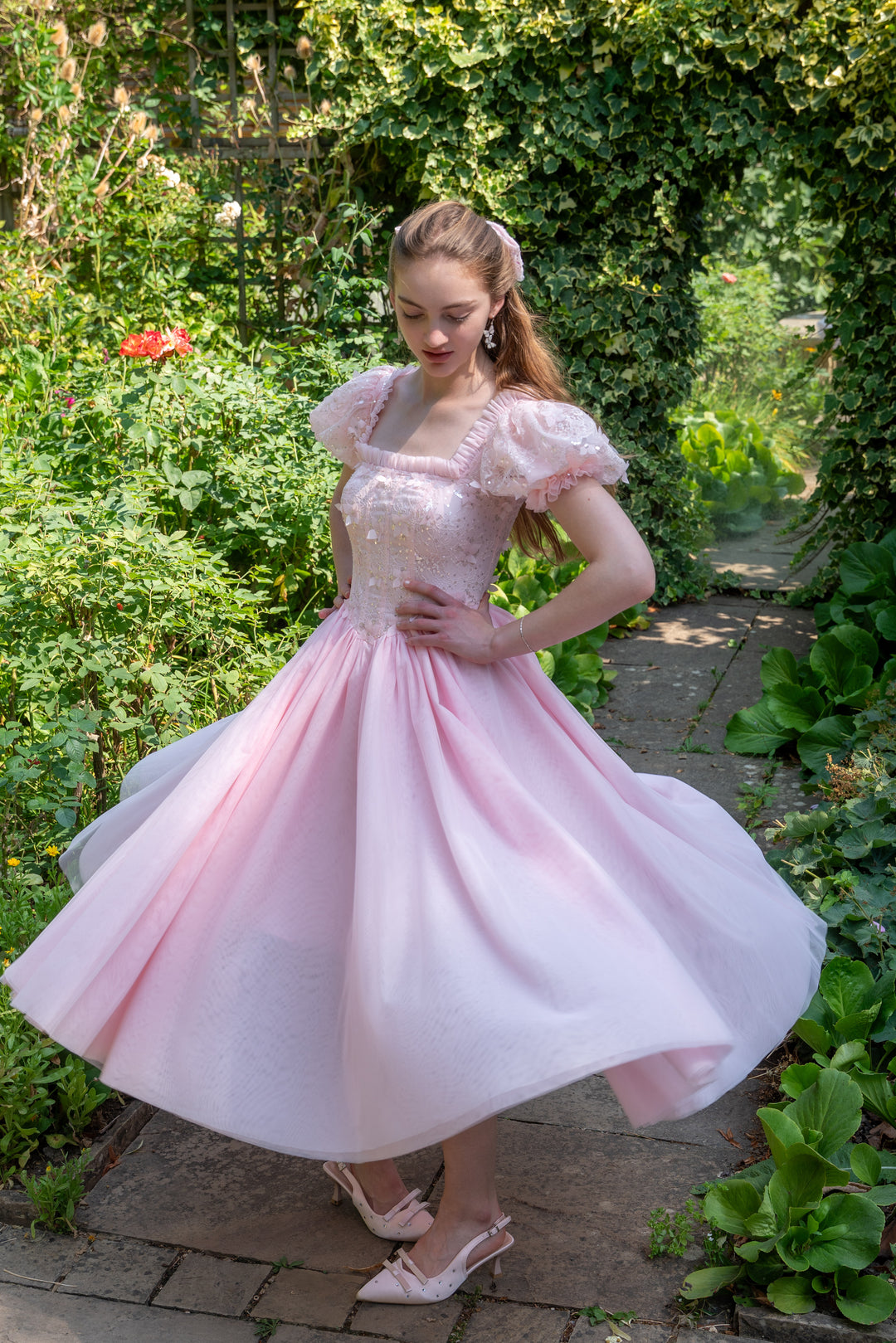 Sakura Ballerina Lace Midi Dress