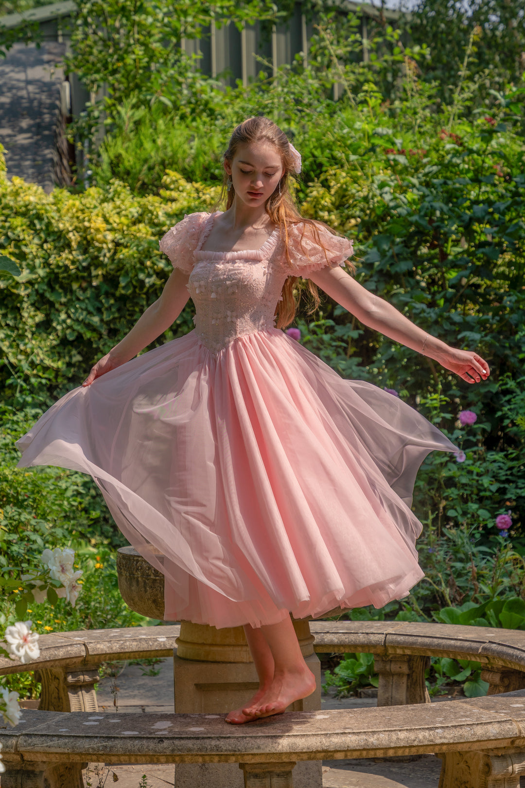 Sakura Ballerina Lace Midi Dress