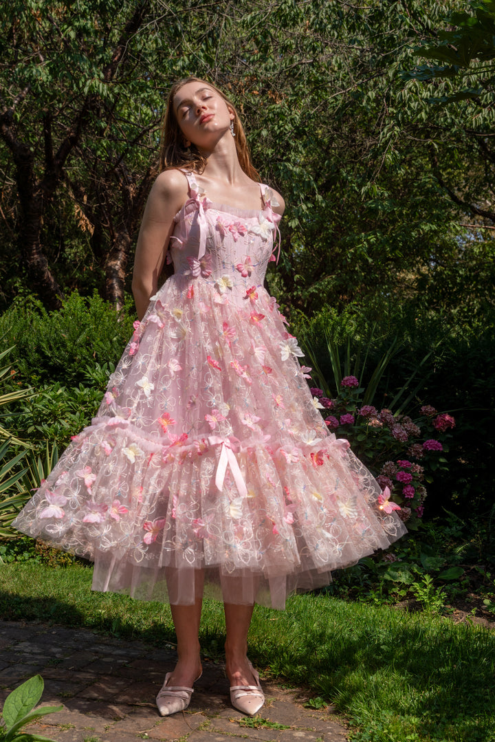 Dancing Petal &amp; Butterfly Midi Dress
