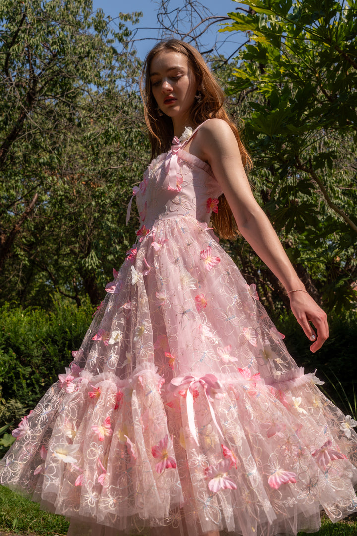 Dancing Petal &amp; Butterfly Midi Dress