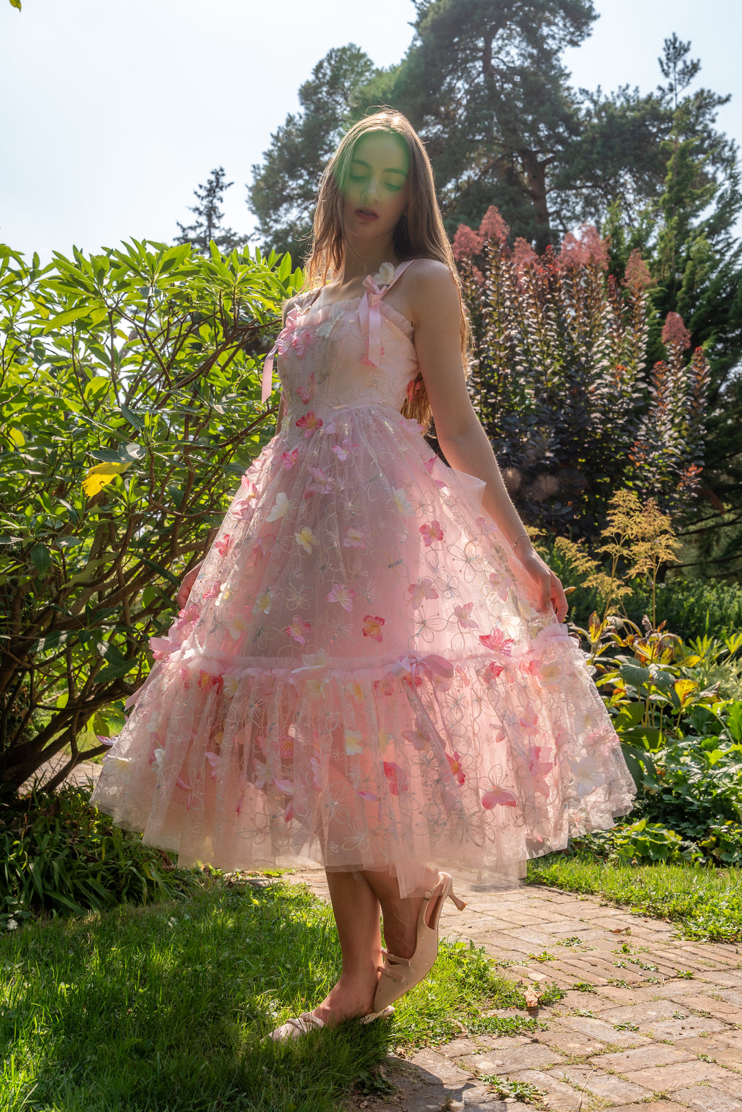 Dancing Petal &amp; Butterfly Midi Dress