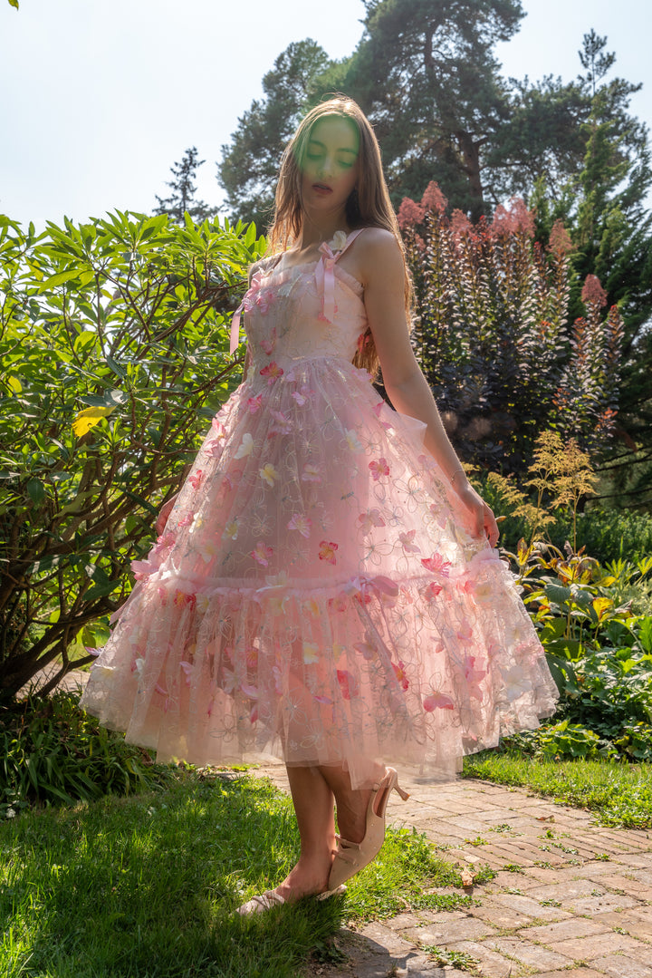 Dancing Petal &amp; Butterfly Midi Dress