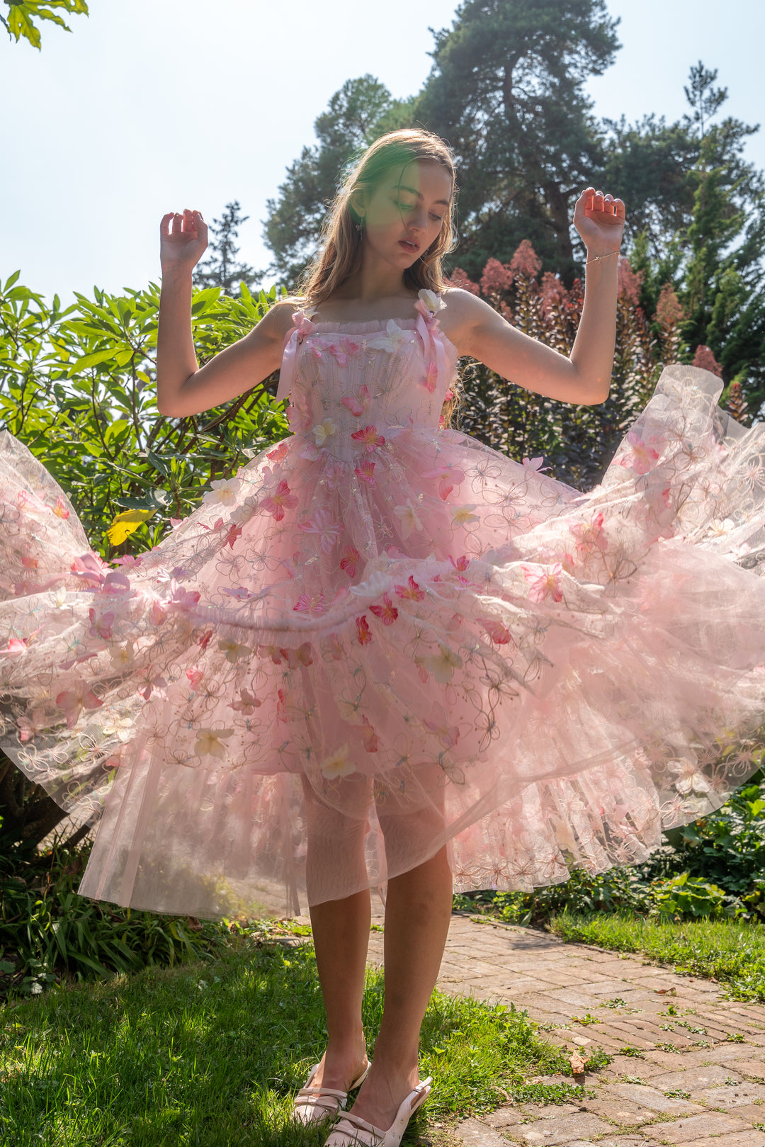 Dancing Petal &amp; Butterfly Midi Dress