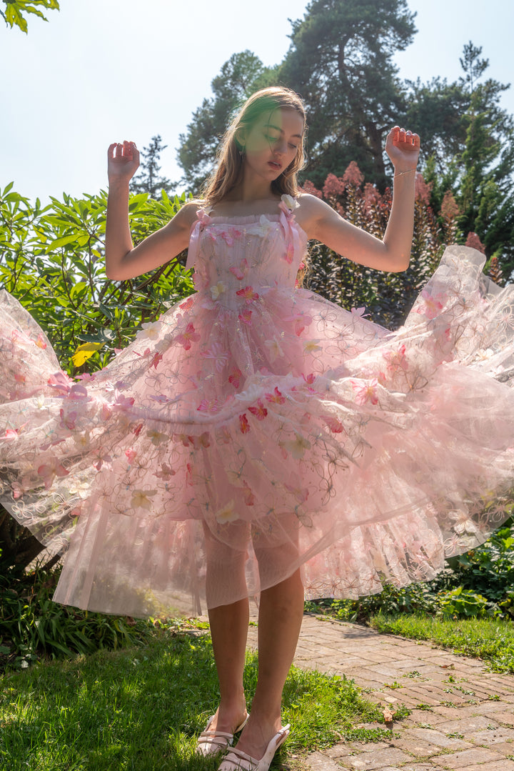Dancing Petal &amp; Butterfly Midi Dress