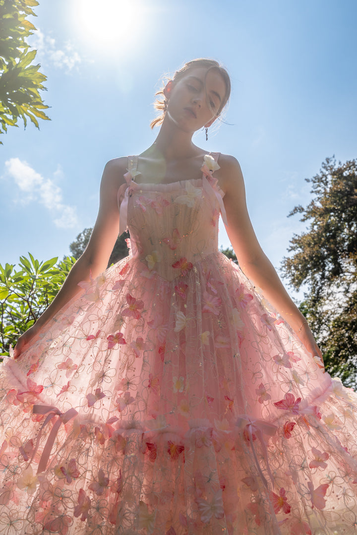 Dancing Petal &amp; Butterfly Midi Dress