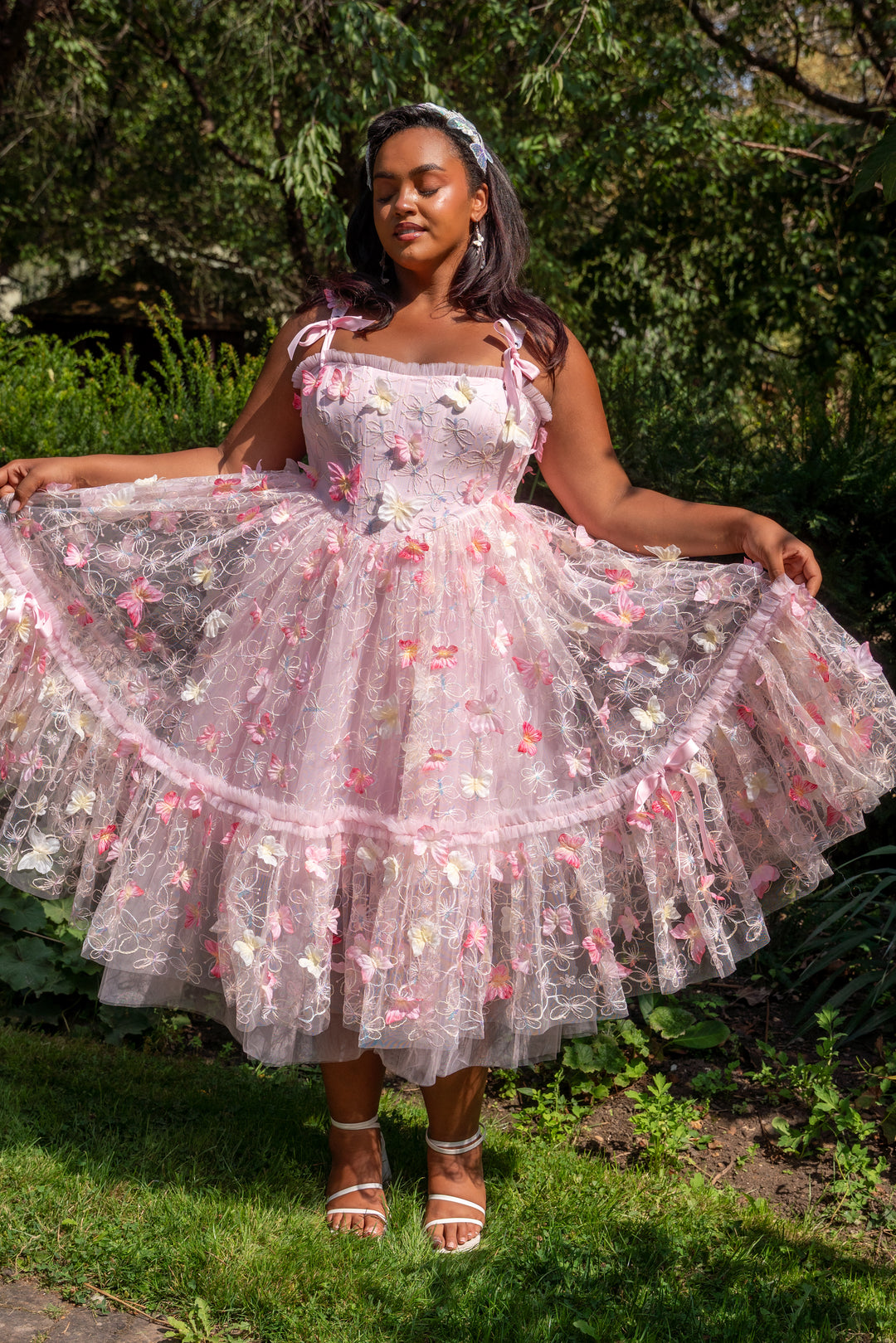 Dancing Petal &amp; Butterfly Midi Dress
