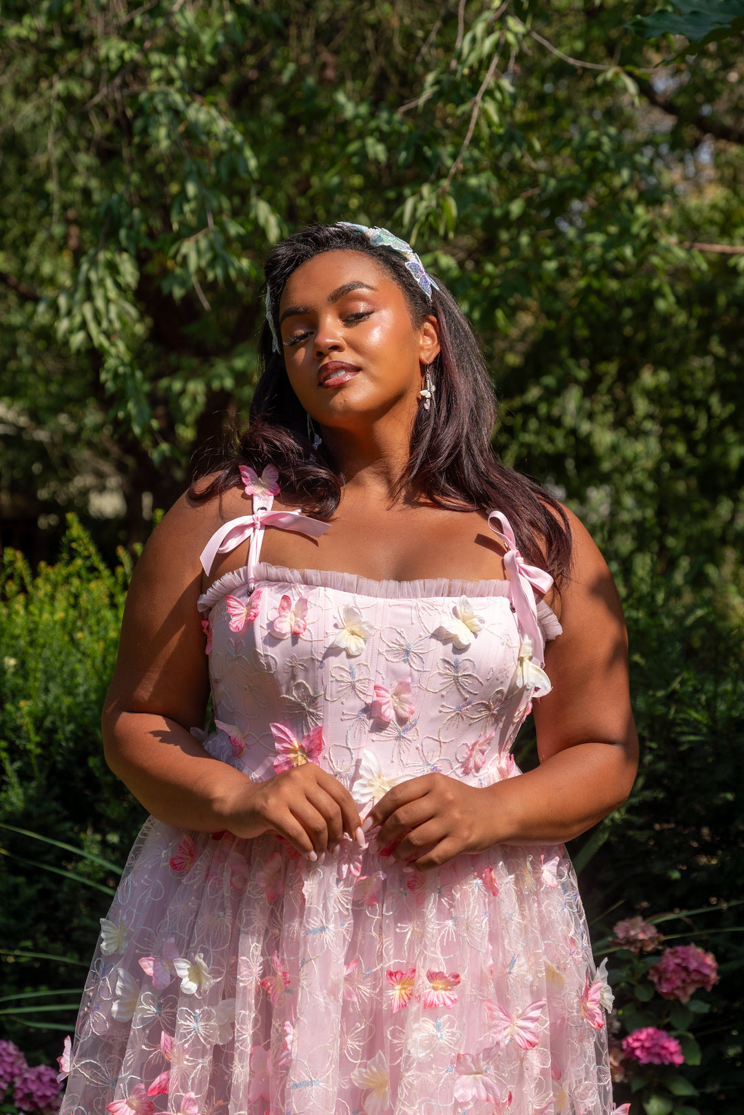 Dancing Petal &amp; Butterfly Midi Dress