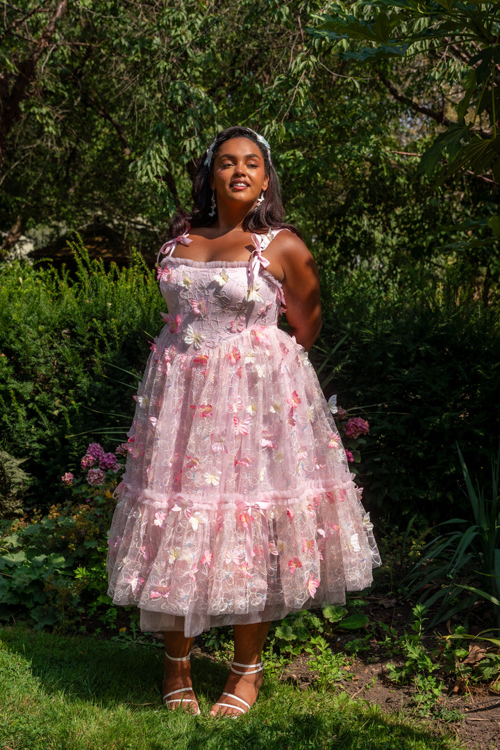 Dancing Petal &amp; Butterfly Midi Dress
