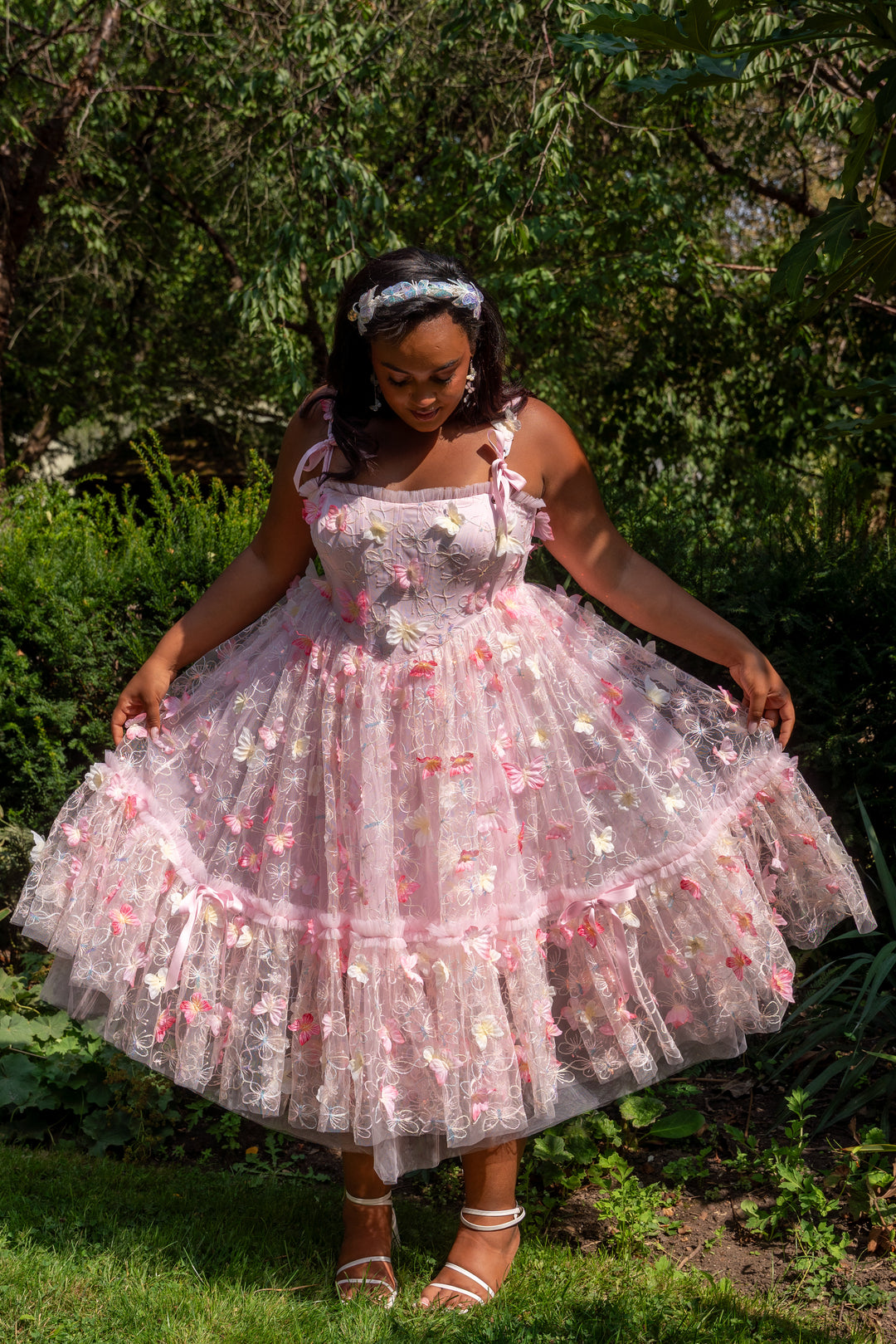 Dancing Petal &amp; Butterfly Midi Dress