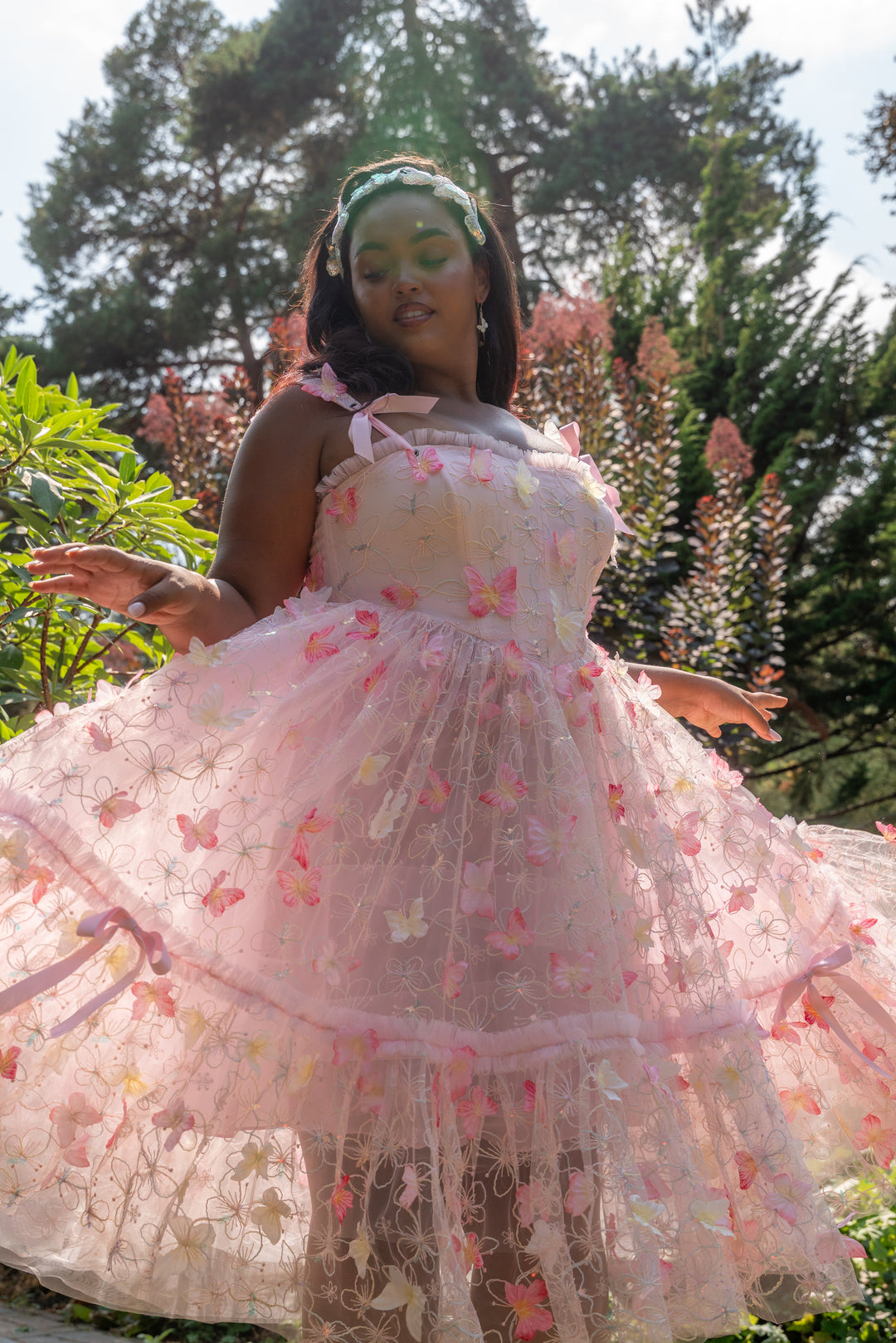 Dancing Petal &amp; Butterfly Midi Dress