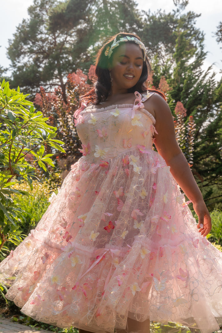 Dancing Petal &amp; Butterfly Midi Dress