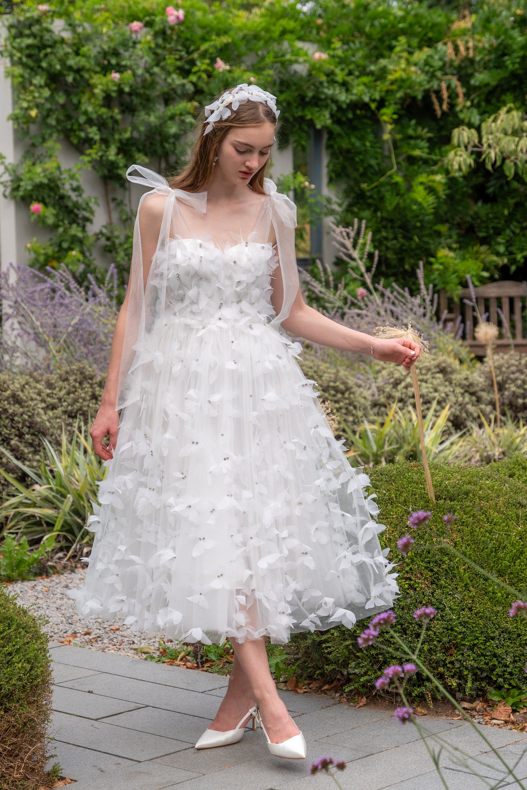 Morpho Fairytale Midi Dress - Pearl White