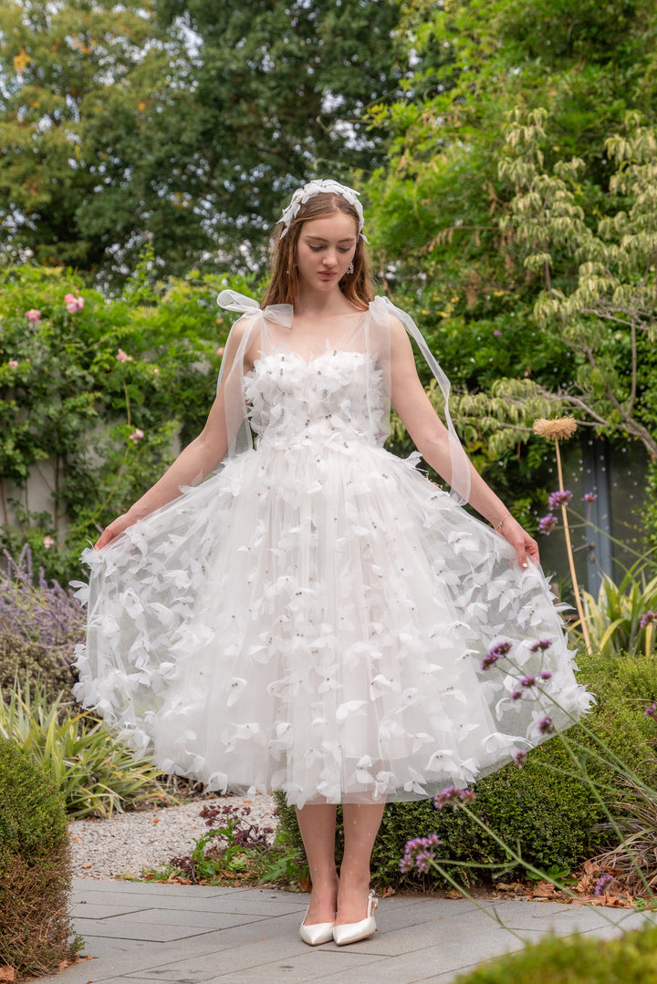 Morpho Fairytale Midi Dress - Pearl White