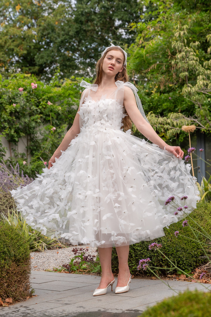 Morpho Fairytale Midi Dress - Pearl White