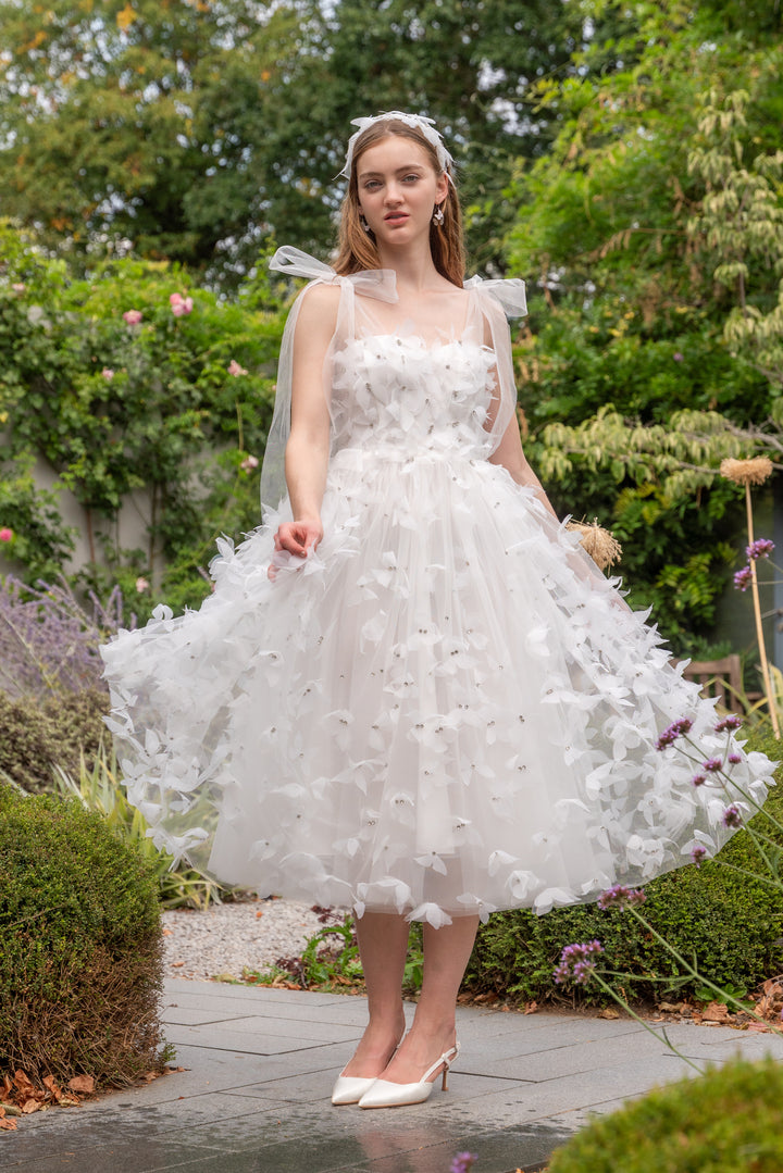 Morpho Fairytale Midi Dress - Pearl White