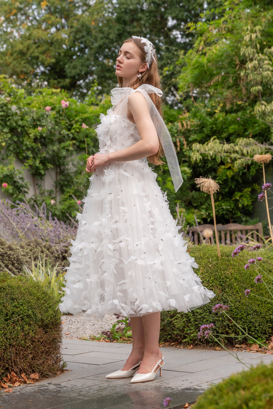 Morpho Fairytale Midi Dress - Pearl White