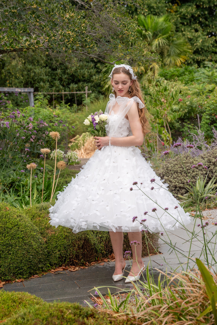 Morpho Fairytale Midi Dress - Pearl White