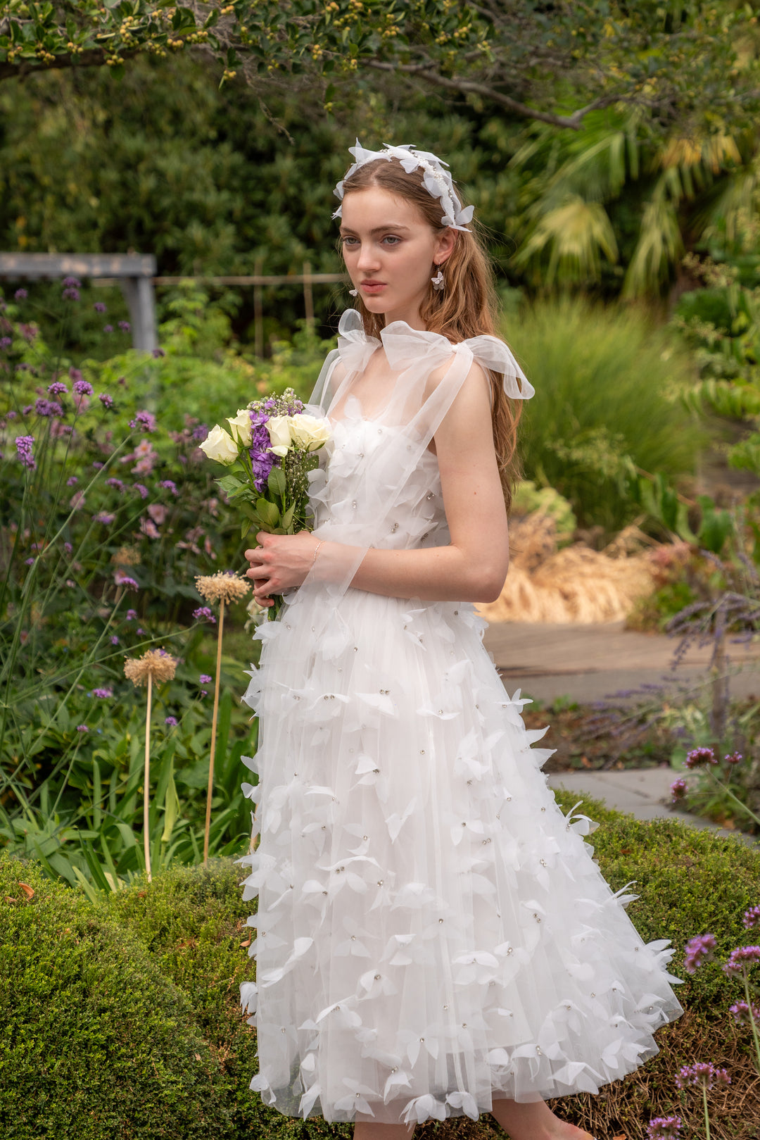 Morpho Fairytale Midi Dress - Pearl White