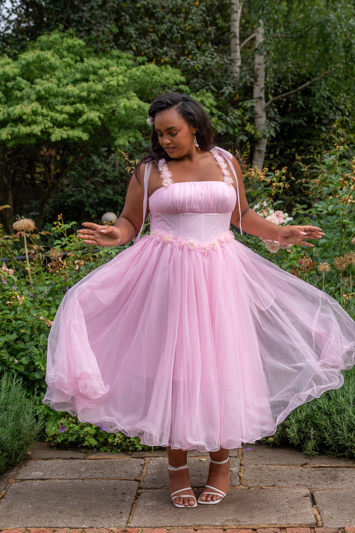 Blossom Belle Tulle Midi Dress - Pink